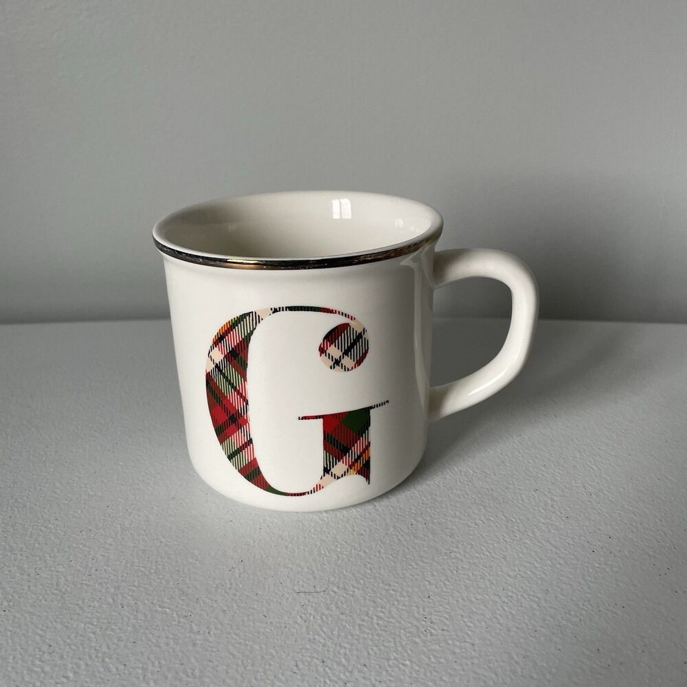 Pottery Bran Stewart Plaid Alphabet "G" Stonewear Coffee Tea Mug Cup Drinkwear